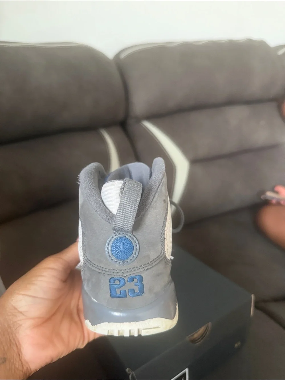 Jordan Kids' White, Gray and Blue High-Top Sneakers